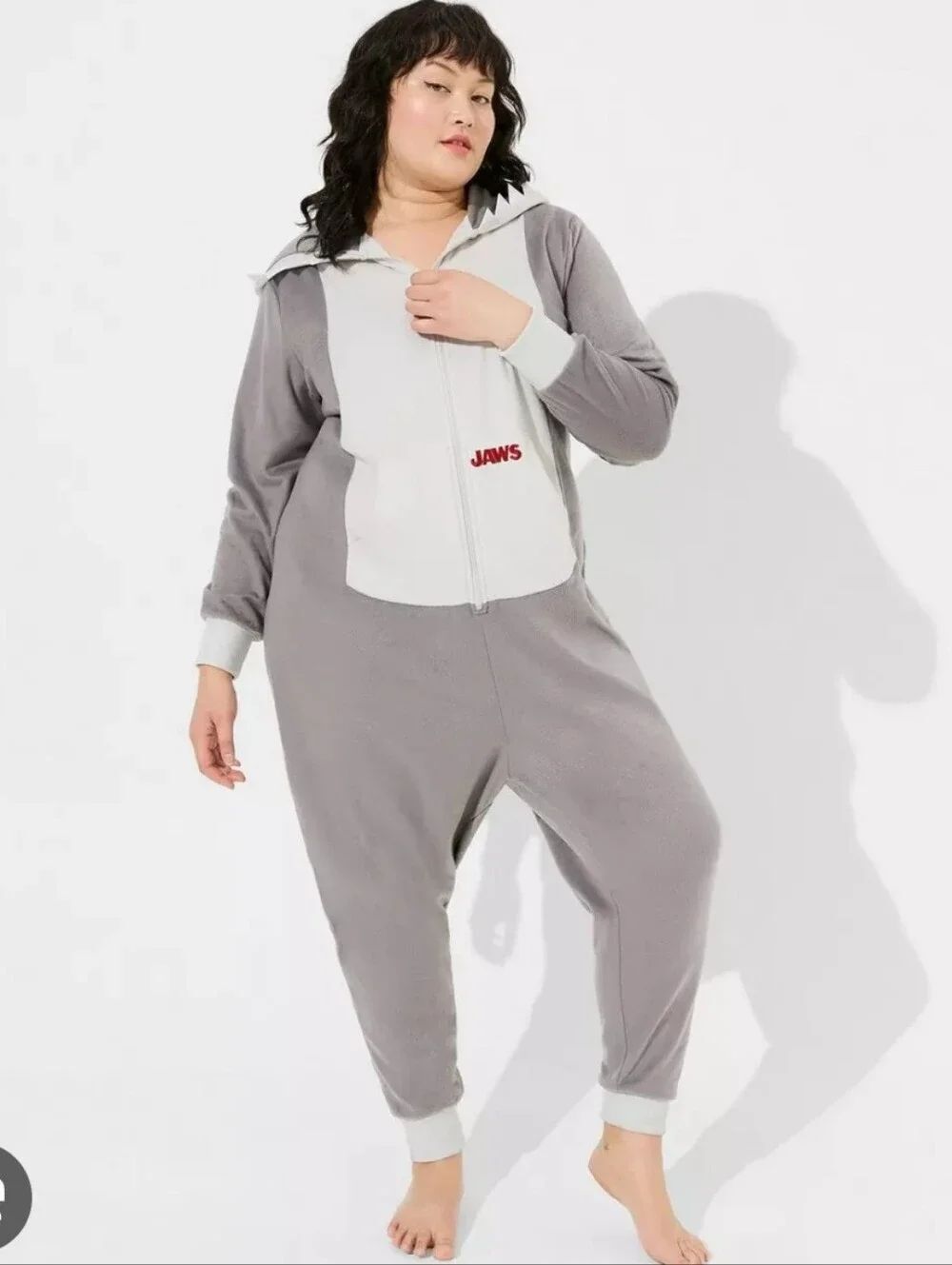 Torrid Jaws Gray Hooded Onesie Pajama - New